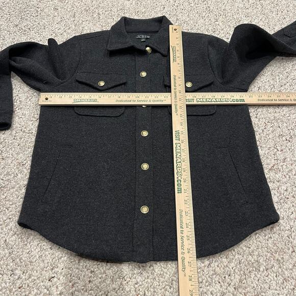 J Crew Wool Blend Shirt Jacket Sz M Gray Preppy Shacket Old Money Gold Button - Picture 3 of 9